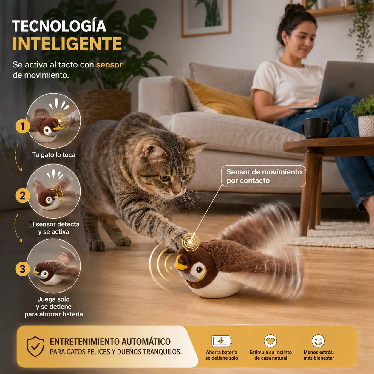 FlappyCat™ - Pájaro Interactivo para Gatos