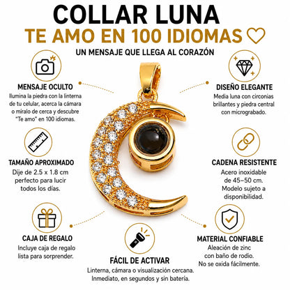 Collar Luna Te Amo en 100 Idiomas